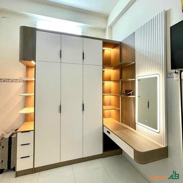 Tủ quần áo hiện đại kèm bàn phấn TQA130