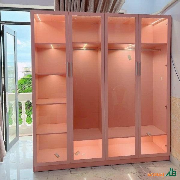 Tủ quần áo màu hồng cánh kính TQA136