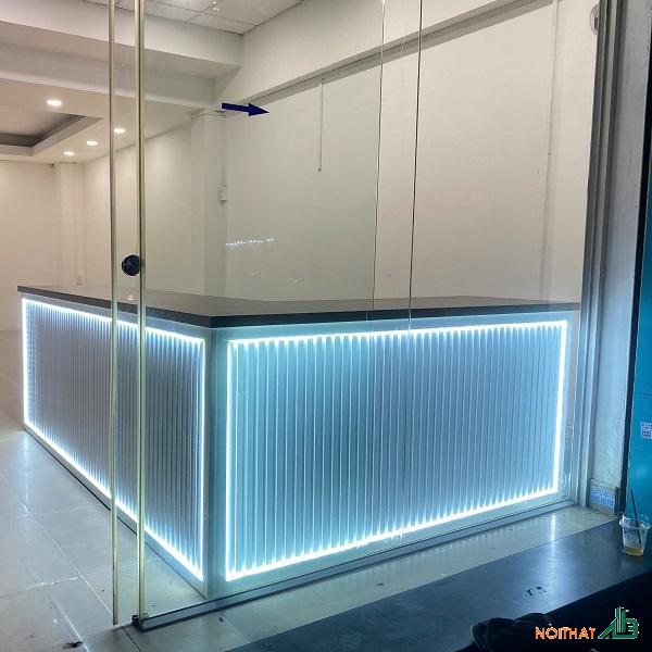 Quầy bar chữ L lam nhựa 2m4 x 1m8 QB099