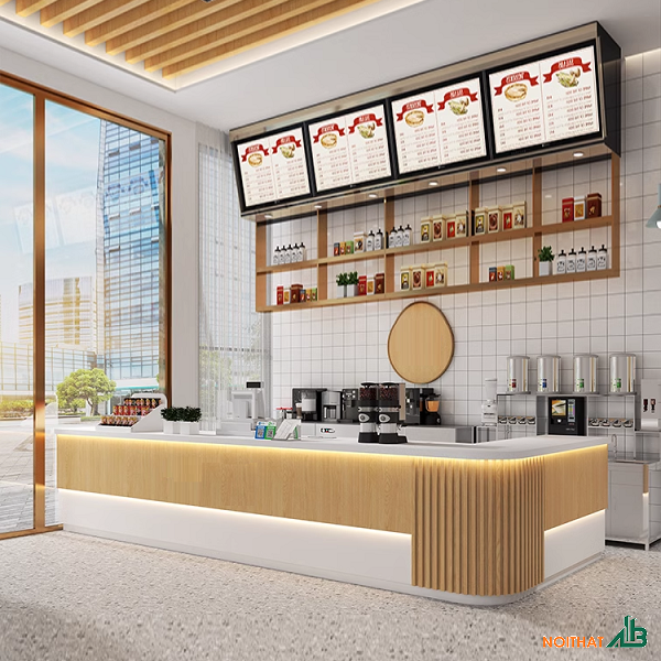 Quầy bar chữ L bo cong đẹp QB104