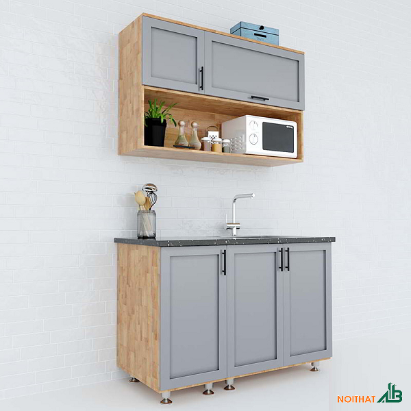 Tủ bếp mini gỗ ghép cao su giá rẻ TB080