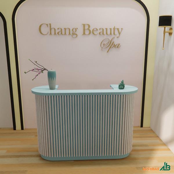 Quầy thu ngân 1m5 xanh trắng lam sóng QTN037