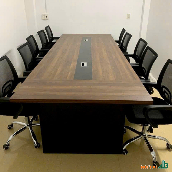 Bàn họp 3m màu đen phối nâu BH055