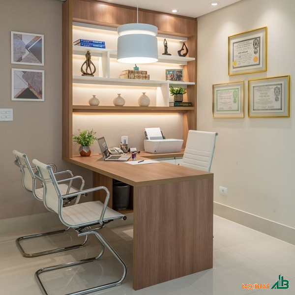 Bàn làm việc trưởng phòng có kệ sách BLV089