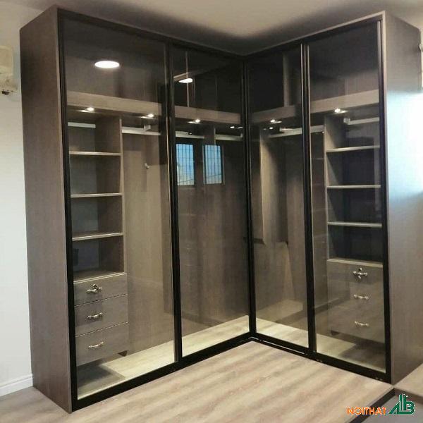 Tủ quần áo chữ L cánh kính TQA145