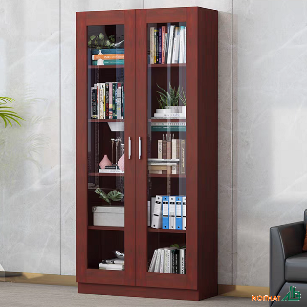 Tủ tài liệu 2 cánh kính màu nâu THS102