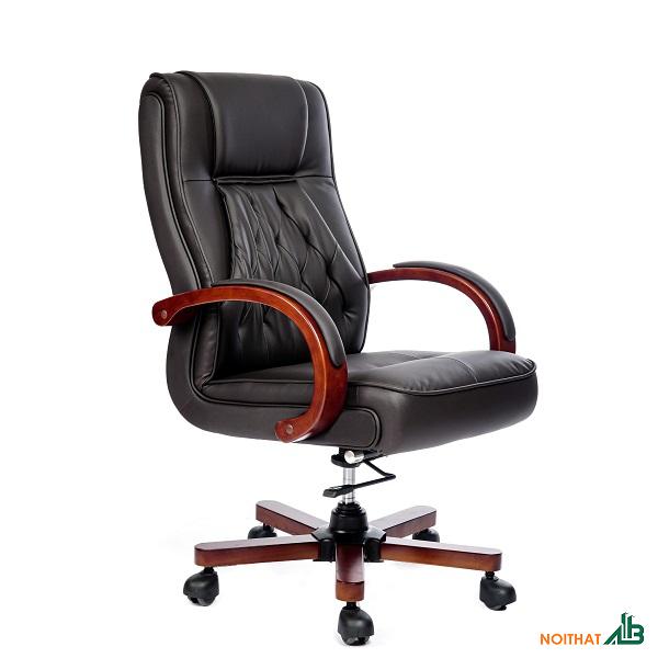 Ghế giám đốc tay gỗ bọc da GVP038 - Ảnh 2