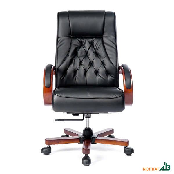 Ghế giám đốc tay gỗ bọc da GVP038