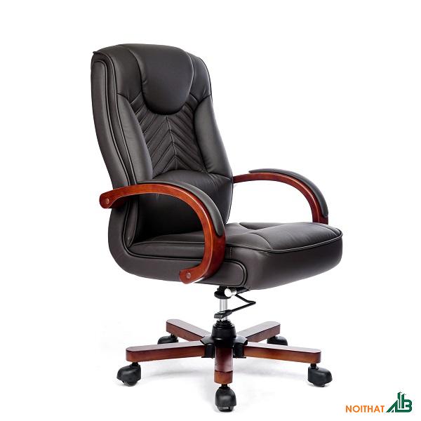Ghế giám đốc tay gỗ bọc da GVP038 - Ảnh 3
